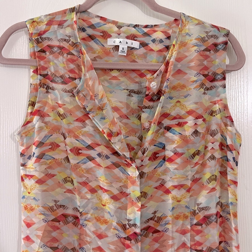 CAbi Sheer Geometric Aztec Button Down - Picture 6 of 8